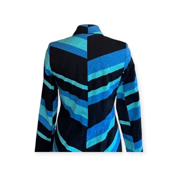 Vesti jacket mod long blue black green button front retro Sz 4 small business - Picture 5 of 13